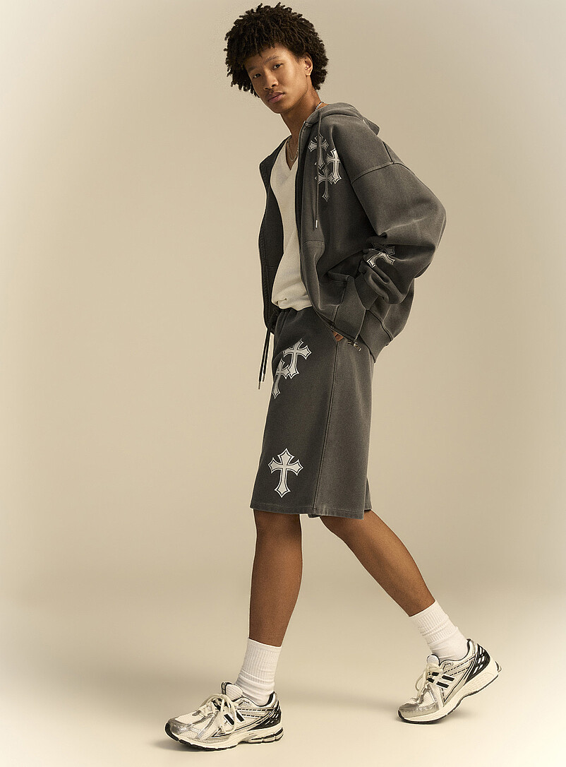 Printed-Cross Sweat Bermudas Imported From Seoul