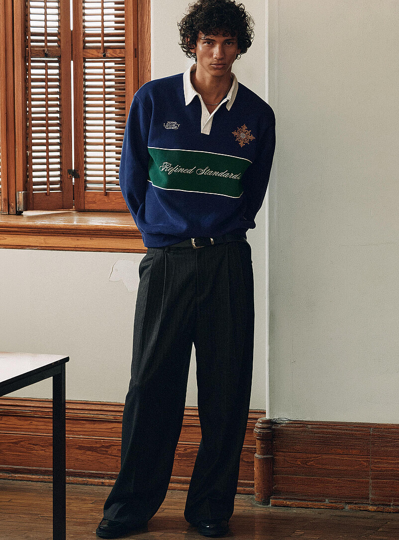 Chalk-stripe pleated wide pant Loose fit Imported from Seoul product image (primary)