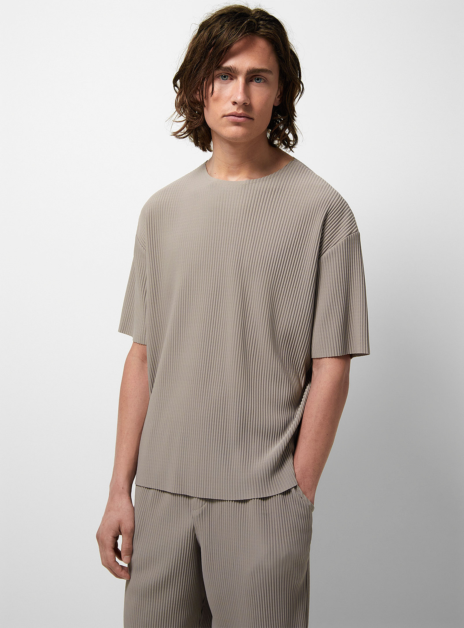 Le 31 Soft Ribbed T-shirt In Taupe