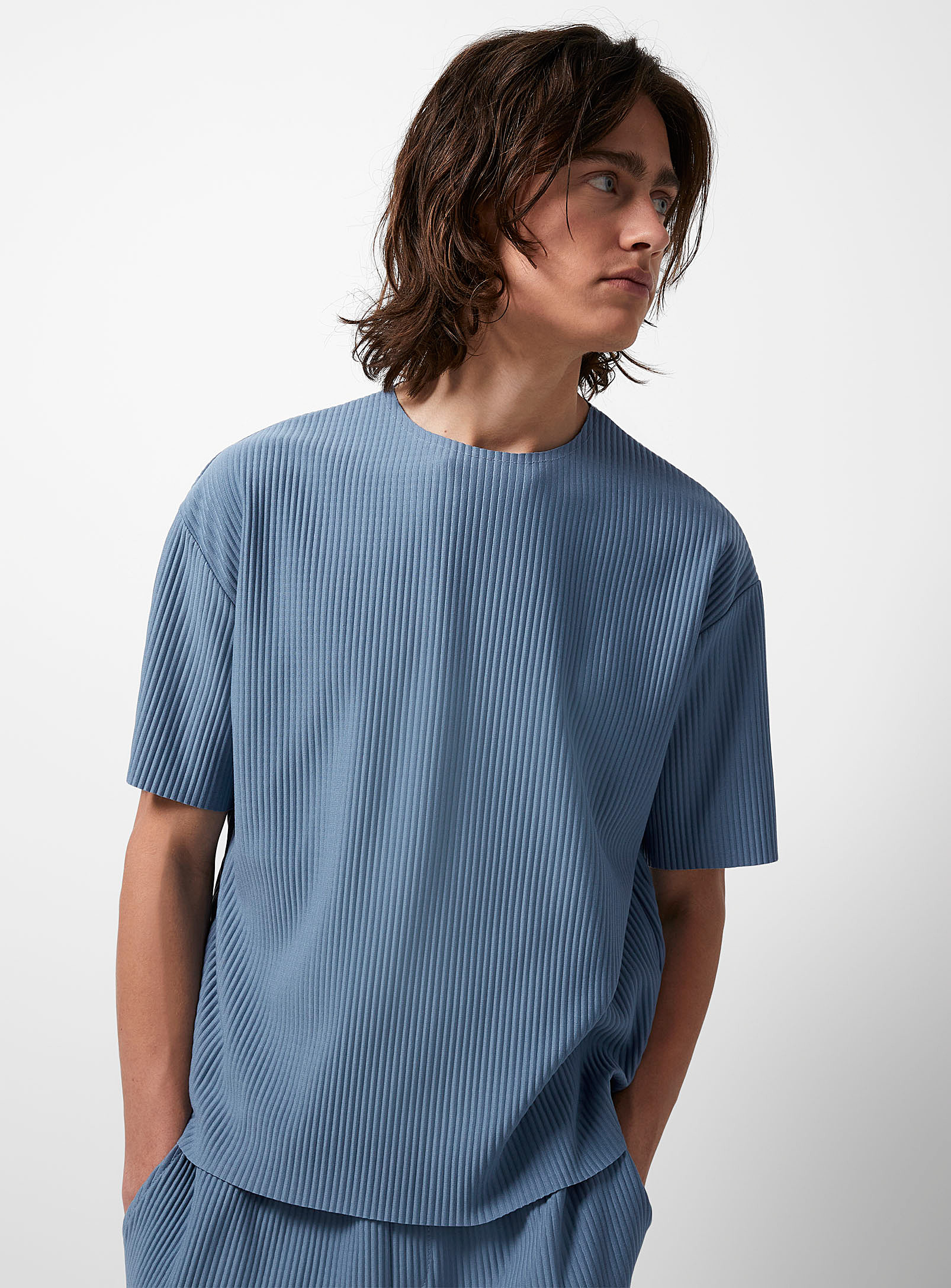 Le 31 Soft Ribbed T-shirt In Baby Blue