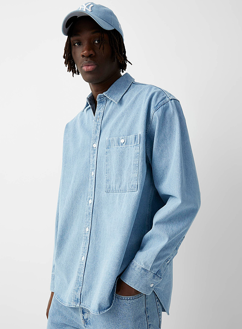 Le 31: La chemise ample en denim Bleu pour homme