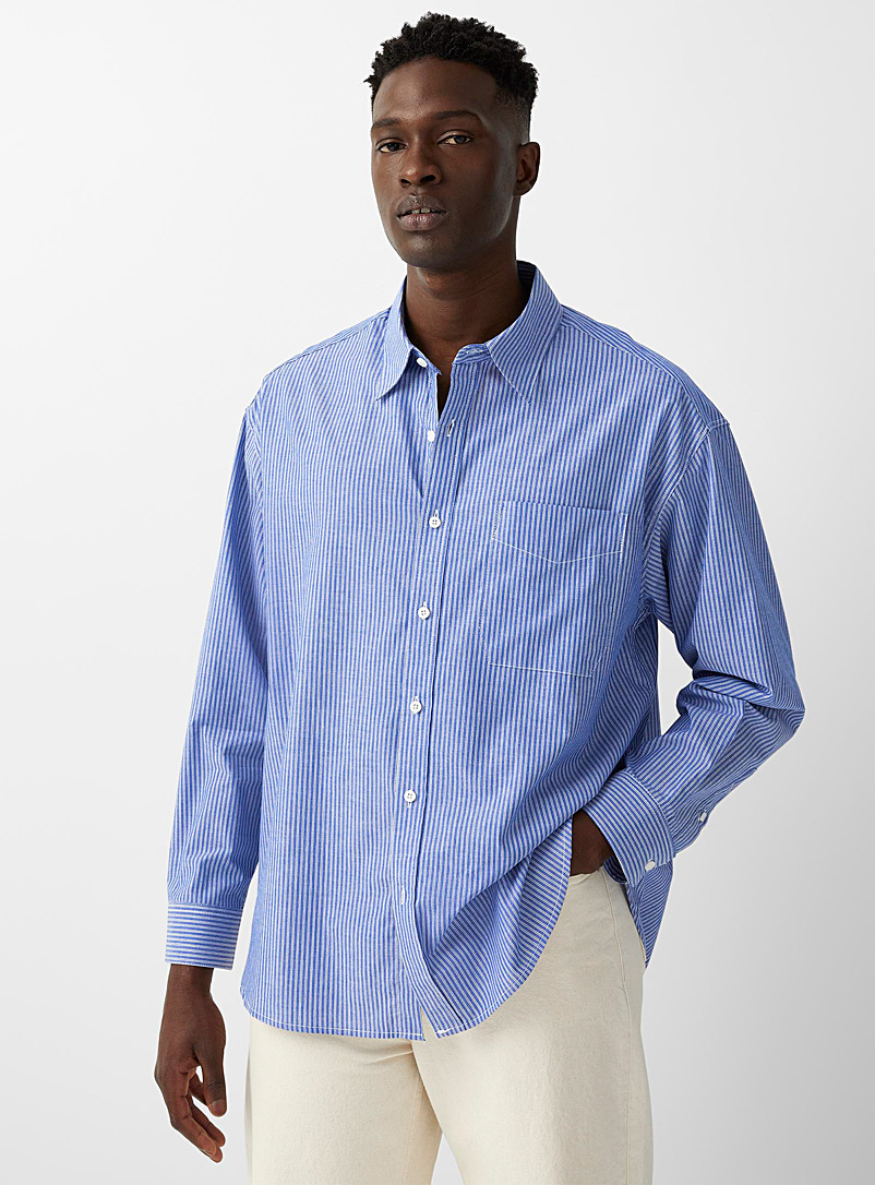 Le 31: La chemise rayée surdimensionnée Bleu pour homme