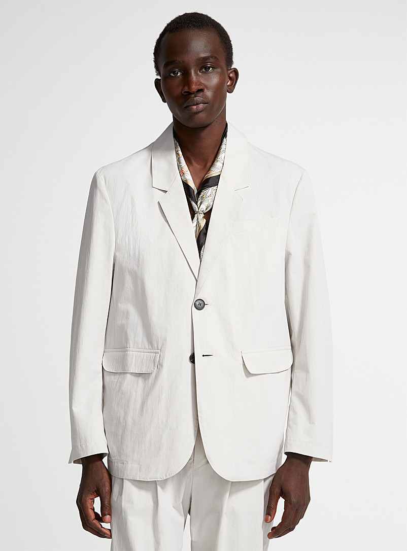 Le 31 Light Grey Crisp poplin jacket Semi-slim fit for men