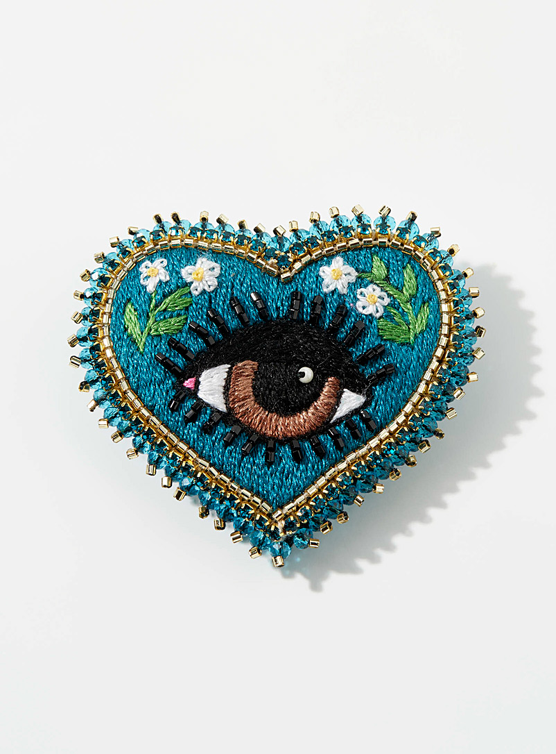 Céleste Mogador Green Heart gaze brooch for women