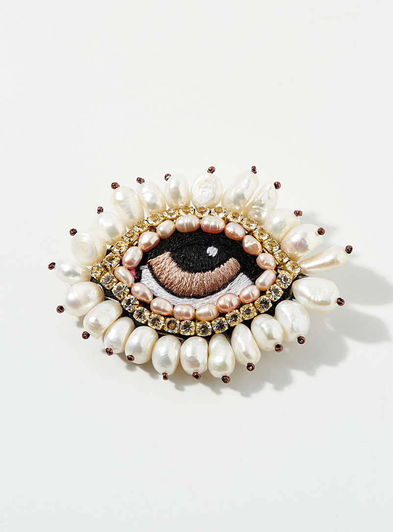 Céleste Mogador Fawn Brown eye baroque brooch for women