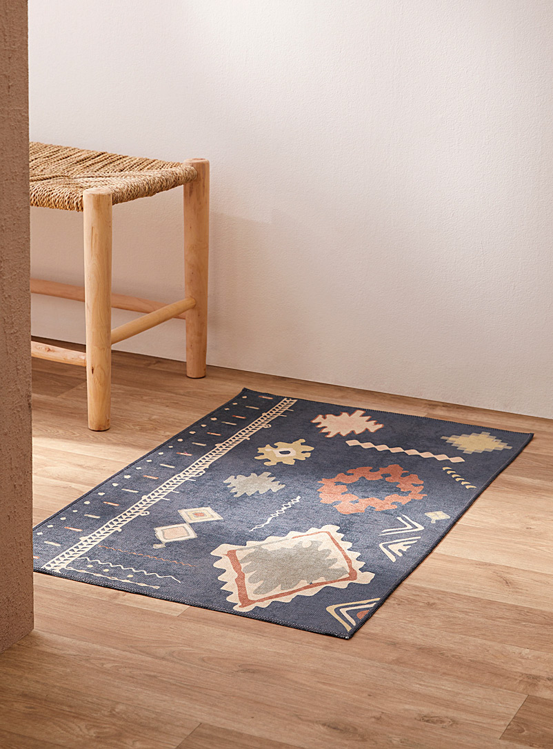 Simons Maison Patterned Blue Abstract geometry rug 60 x 90 cm