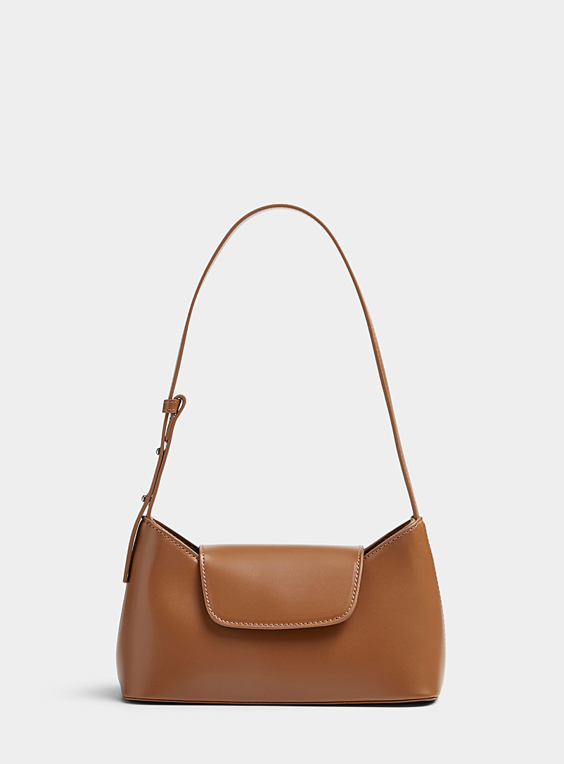 Simons Fawn Smooth flap baguette bag for women