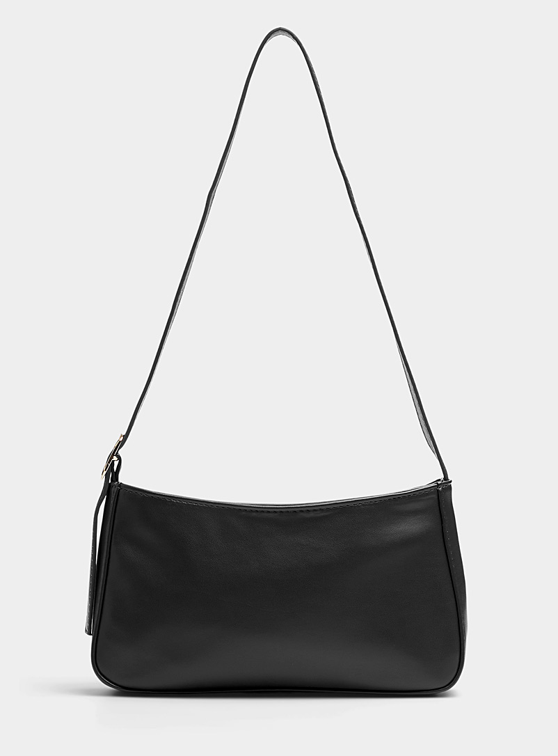 Simons Black Smooth minimalist baguette bag for women