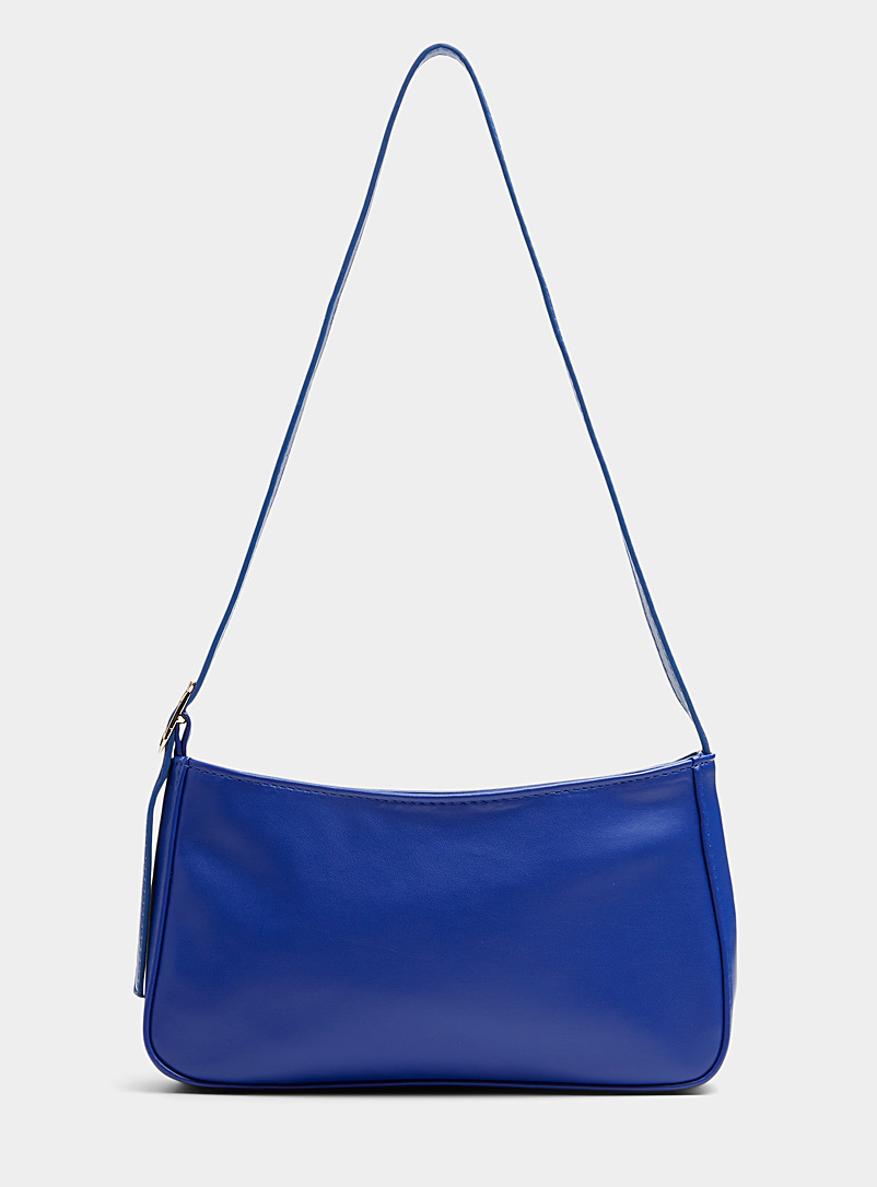 Simons Sapphire Blue Smooth minimalist baguette bag for women