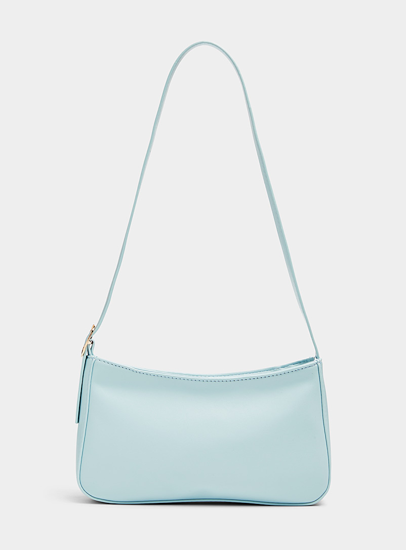 Simons Baby Blue Smooth minimalist baguette bag for women