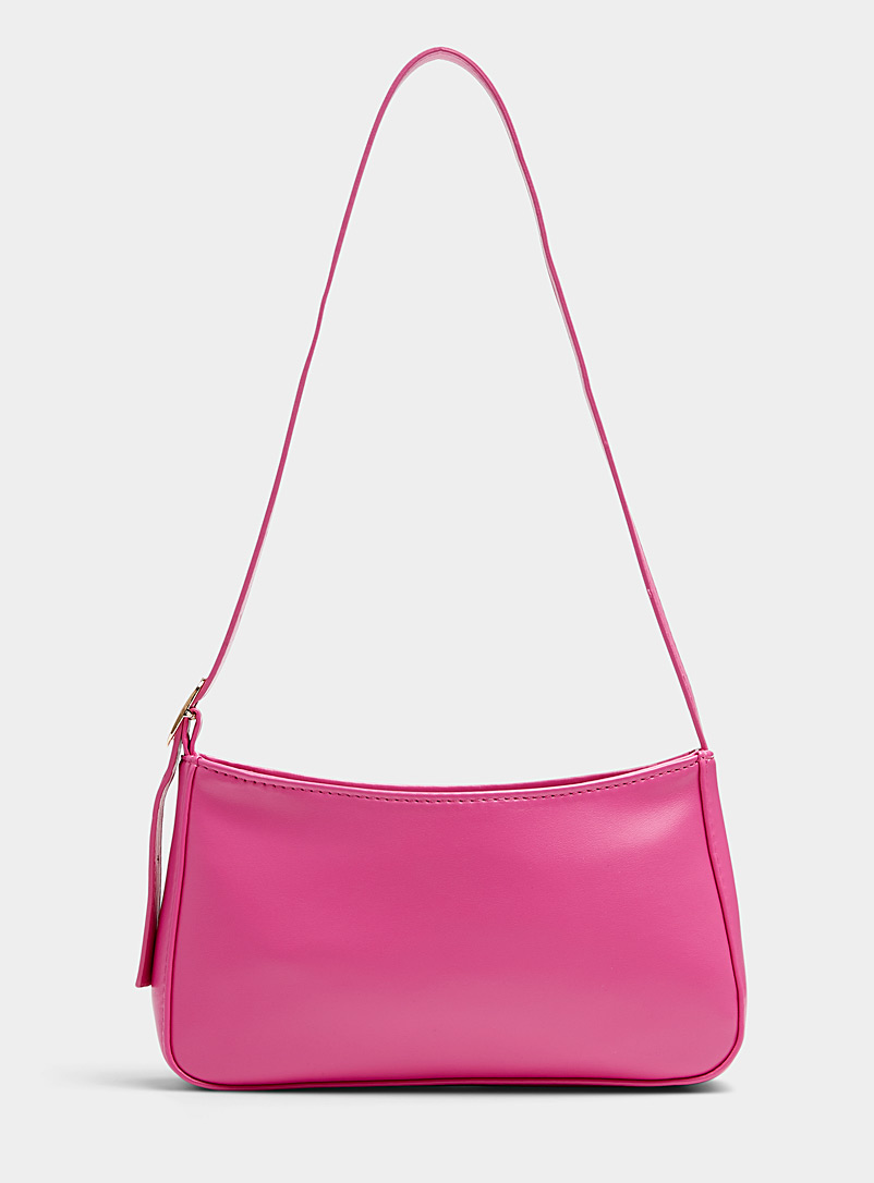Simons Pink Smooth minimalist baguette bag for women