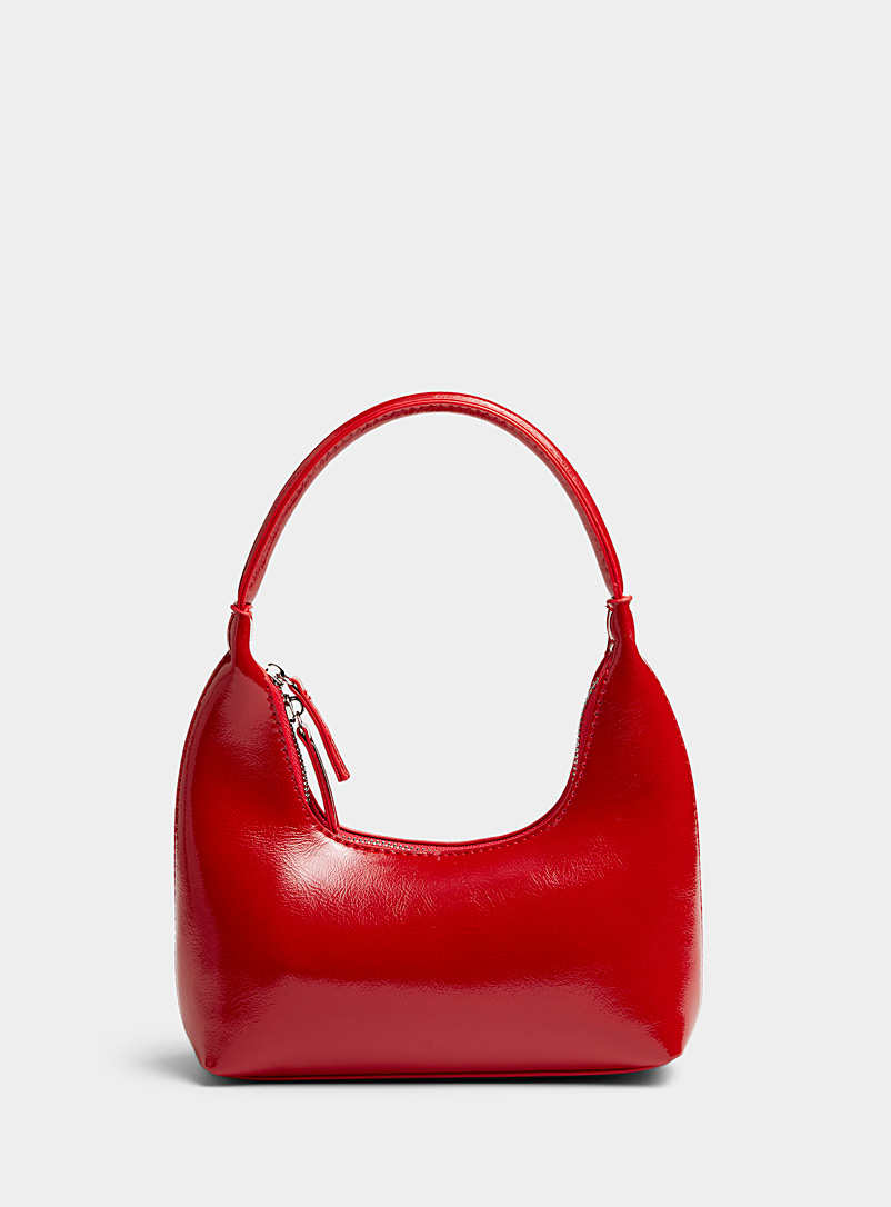 Simons Red Structured handle baguette bag for women