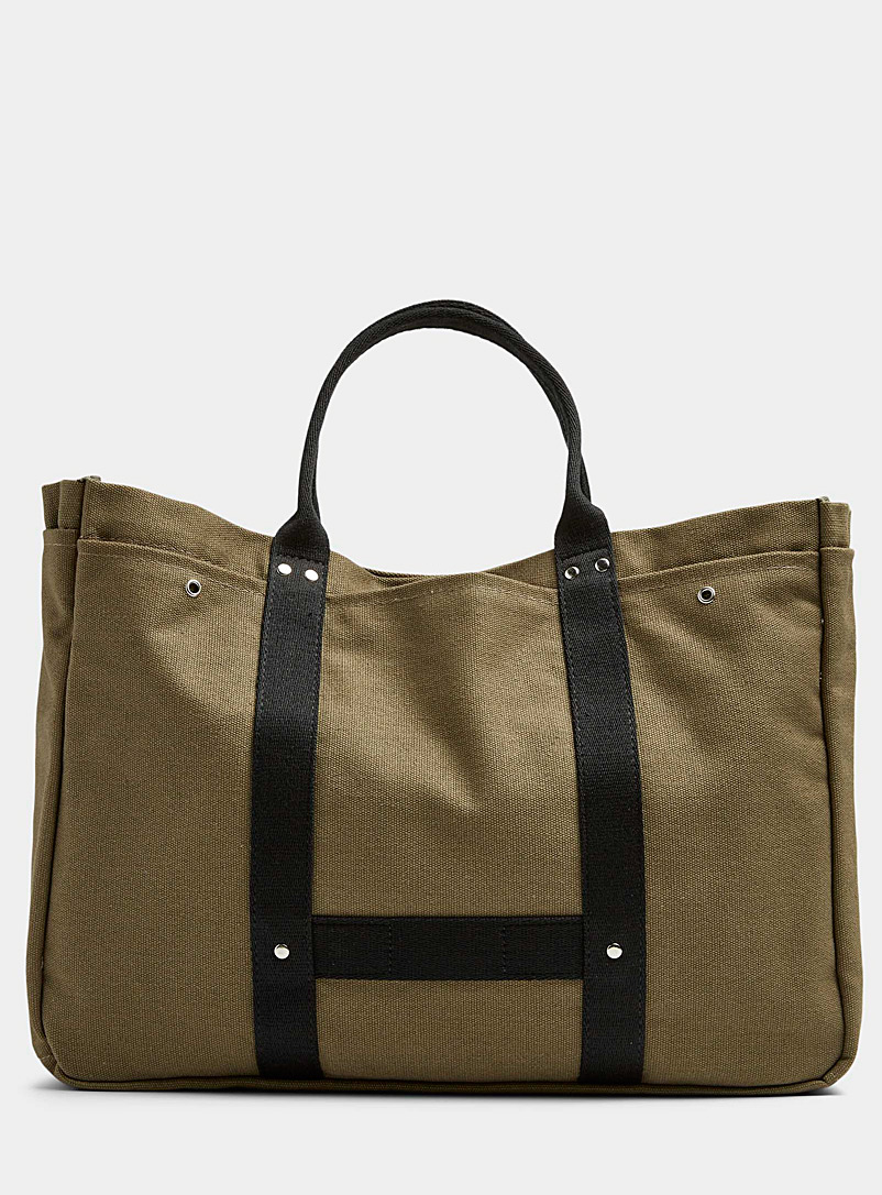 Le 31 Bottle Green Fabric tote for men