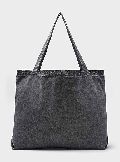 Large faded canvas tote <b>Imported from Seoul</b>