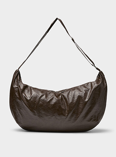Supple faux-leather oversized half-moon bag <b>Imported from Seoul</b>