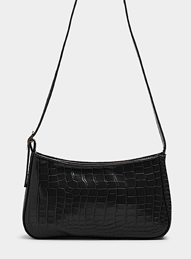 Solid croc baguette bag