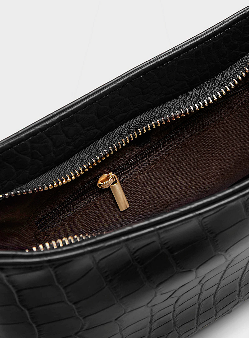 Simons: Le sac baguette croco uni Noir pour femme