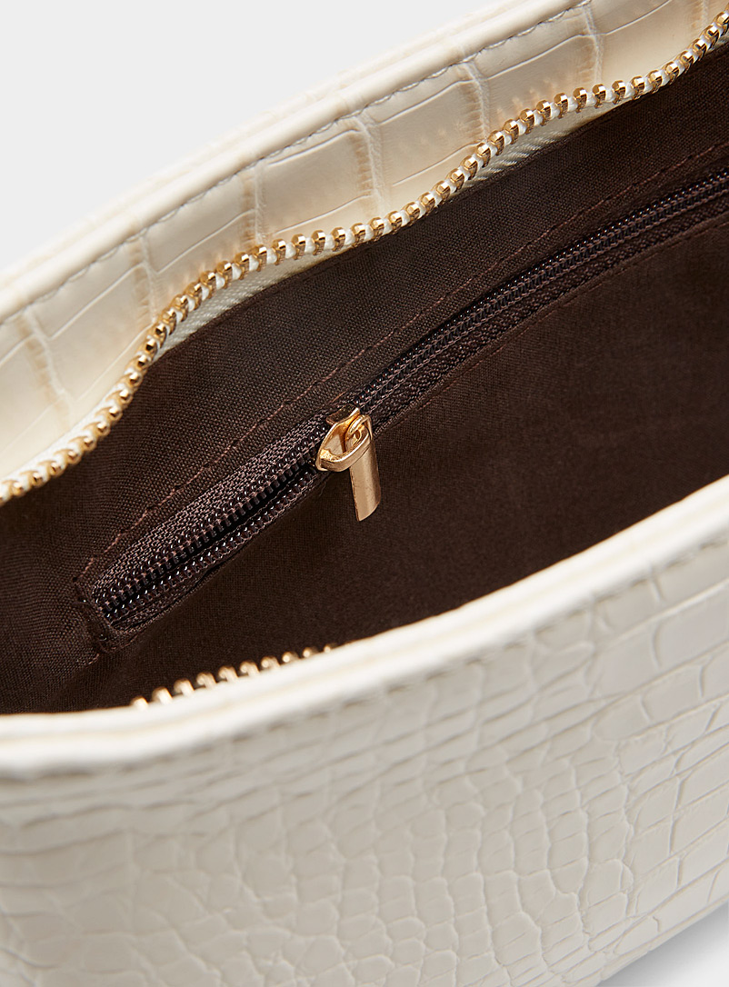 Simons Burgundy Solid croc baguette bag for women