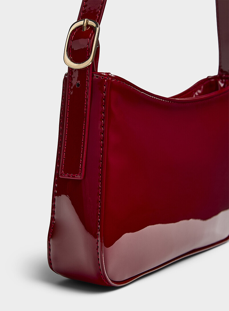 Simons: Le sac d'&eacute;paule rectangle verni Bourgogne pour femme