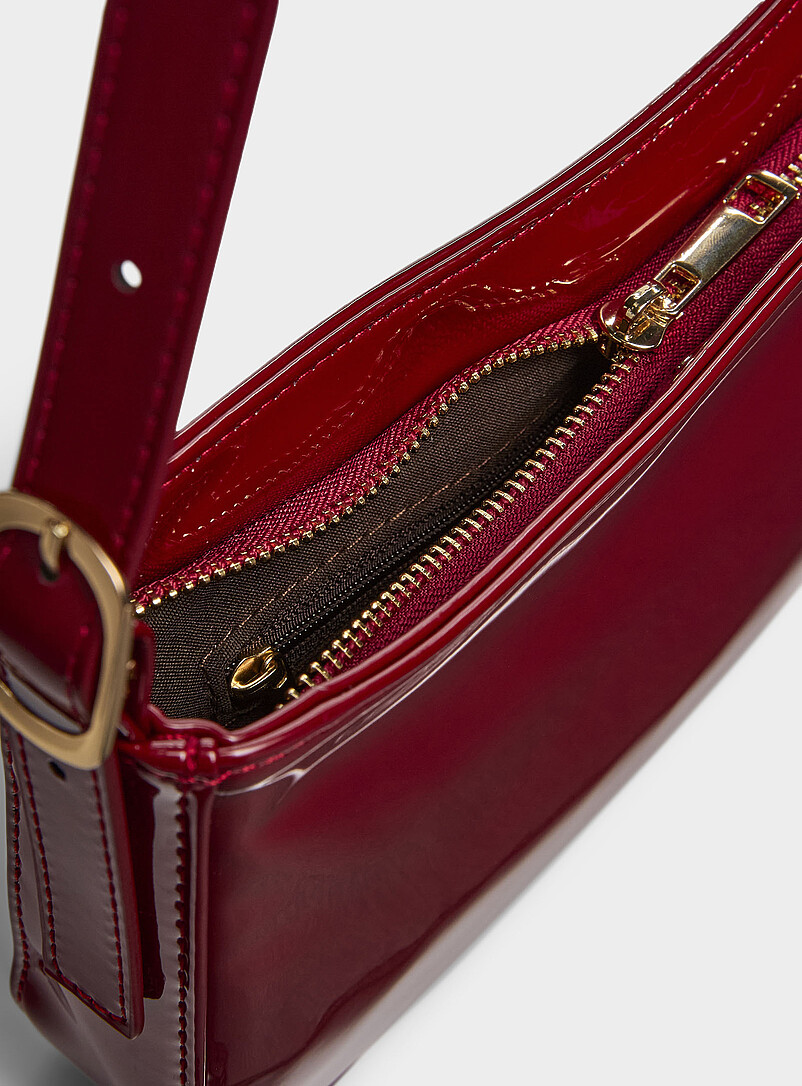 Simons: Le sac d'&eacute;paule rectangle verni Bourgogne pour femme