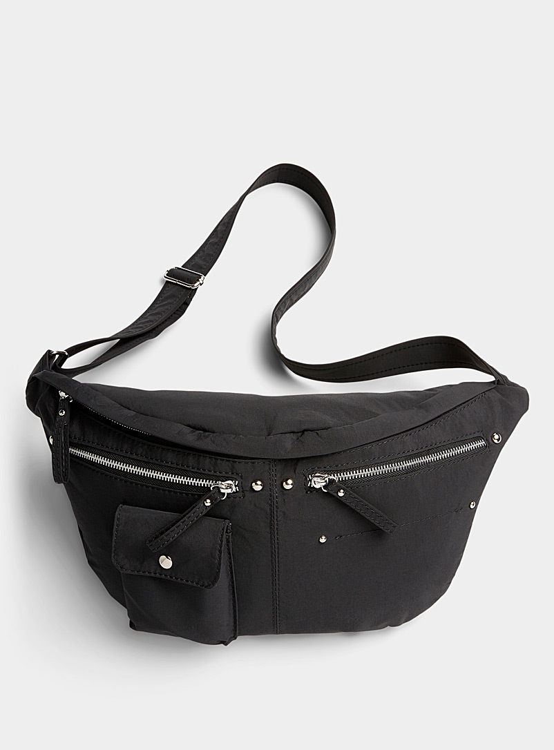 Simons Black Oversized zip belt bag for women