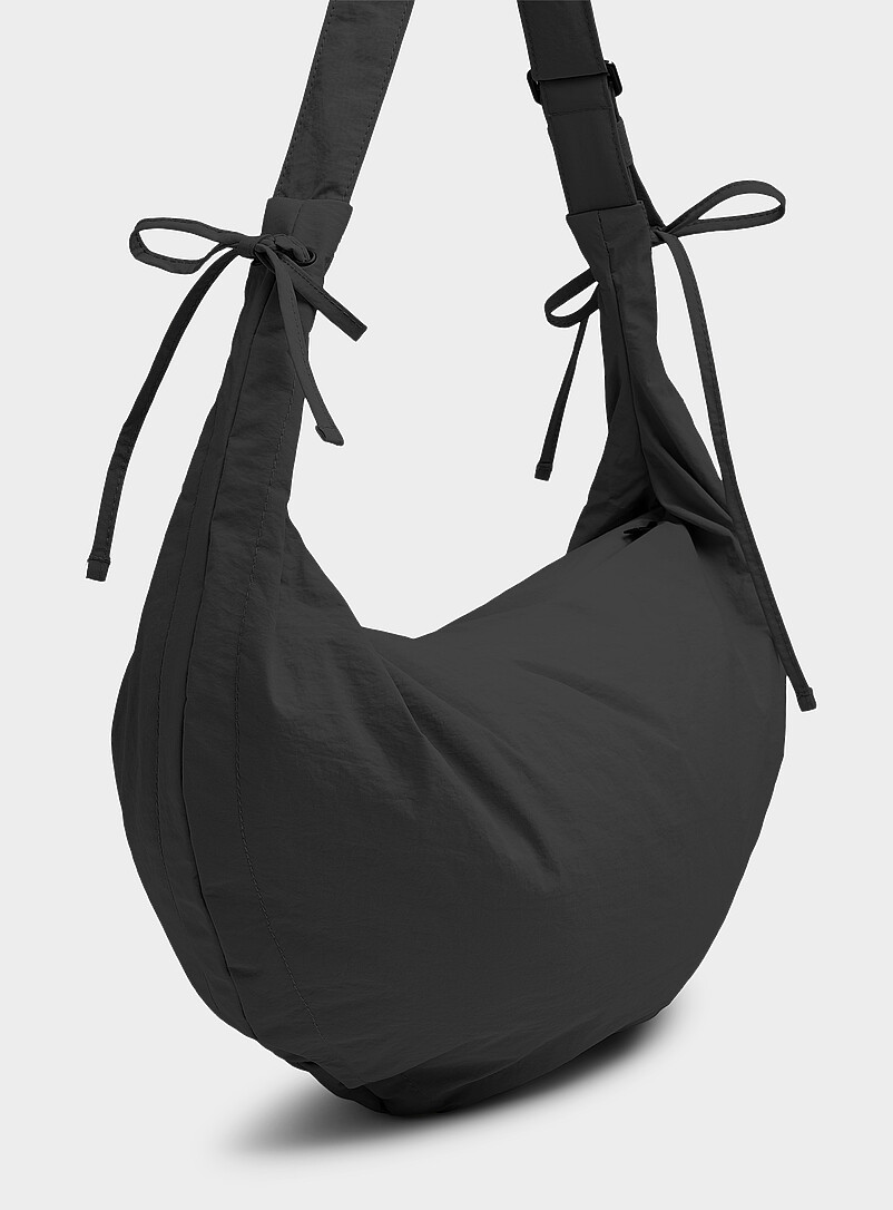 Large half-moon crisp fabric shoulder bag Imported from Seoul product image 2