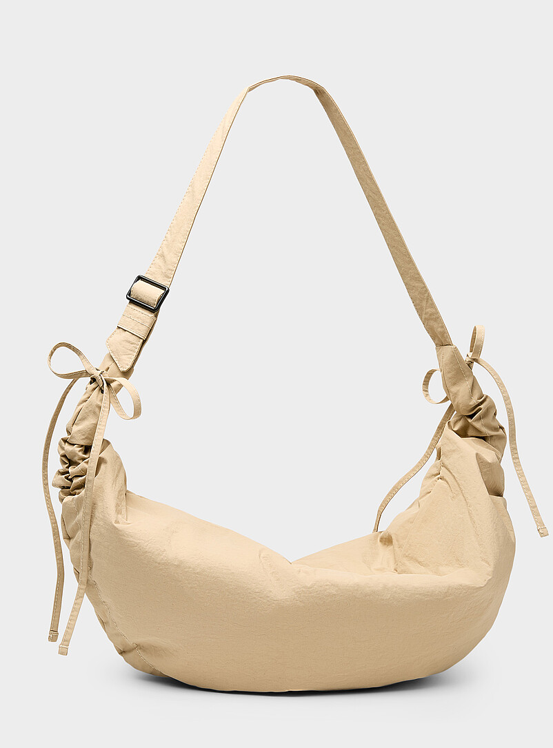 Large Half-Moon Crisp Fabric Shoulder Bag Imported From Seoul