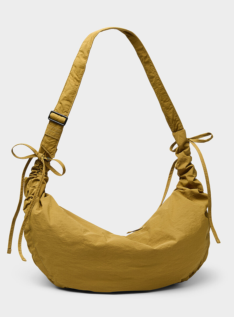 Large Half-Moon Crisp Fabric Shoulder Bag Imported From Seoul