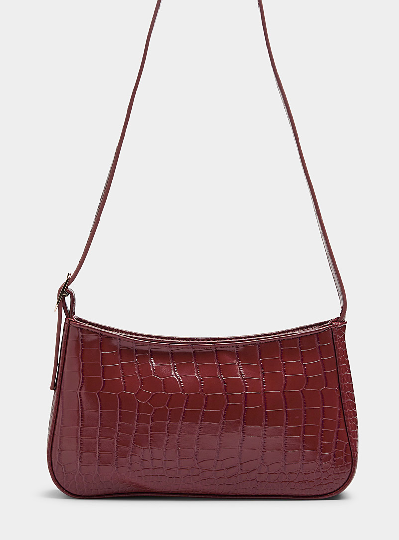 Solid croc baguette bag product image (primary)