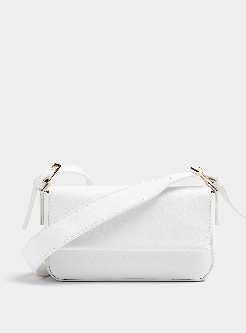 Simons Ivory White Flap baguette bag for women