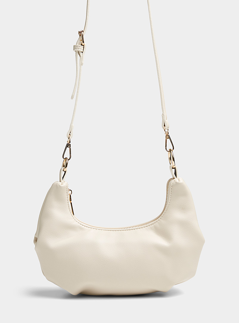 Simons Ivory White Pleated-side saddle bag for women