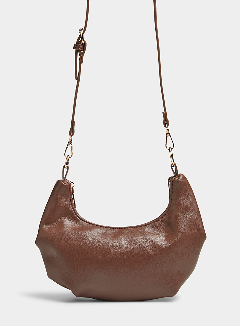 Simons Dark Brown Pleated-side saddle bag for women