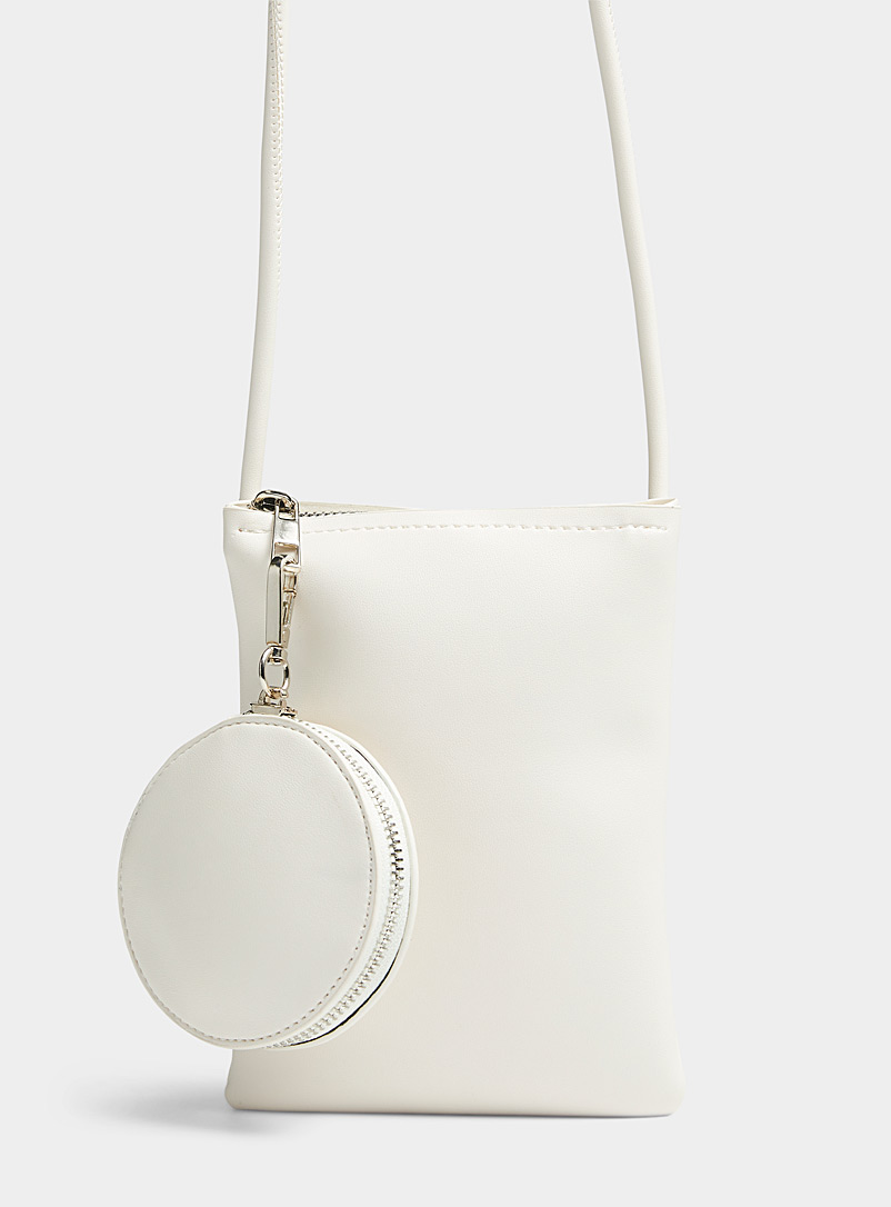 Simons Ivory White Crossbody phone clutch with wallet for women