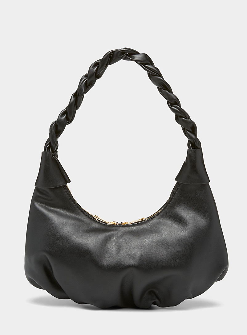 Simons Black Twisted handle hobo bag for women
