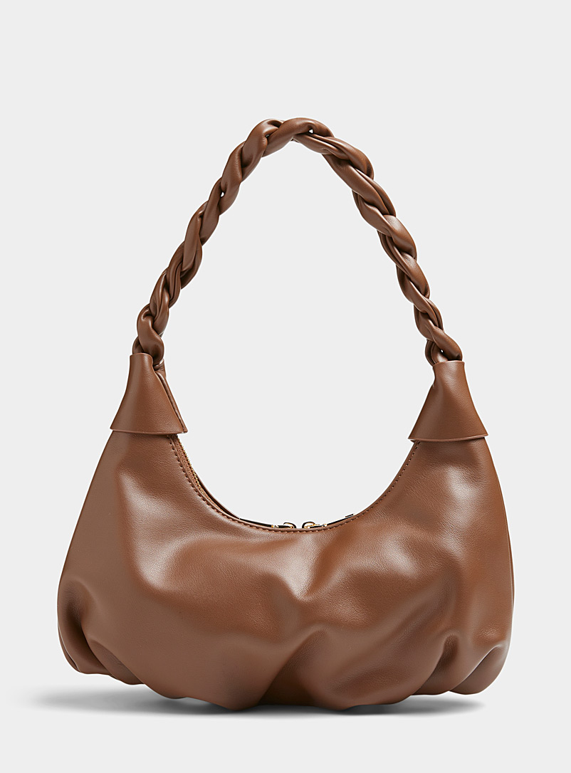 Simons Dark Brown Twisted handle hobo bag for women