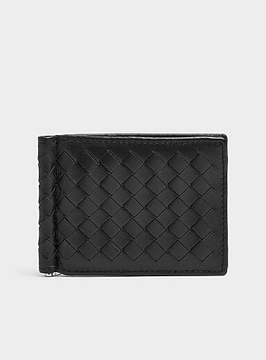 Braided faux-leather wallet