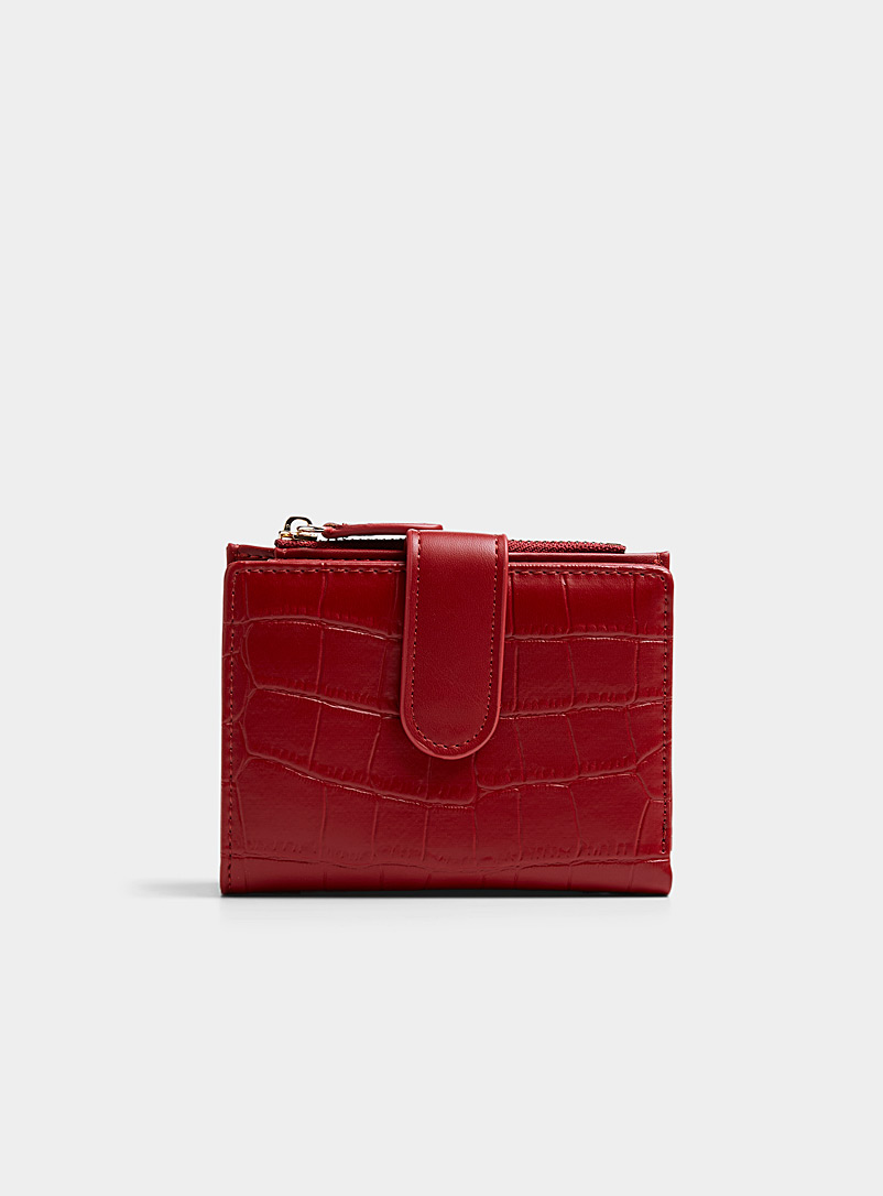 Simons Red Bifold faux-croc wallet for women