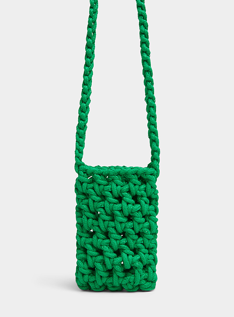Simons Green Crocheted phone clutch for women