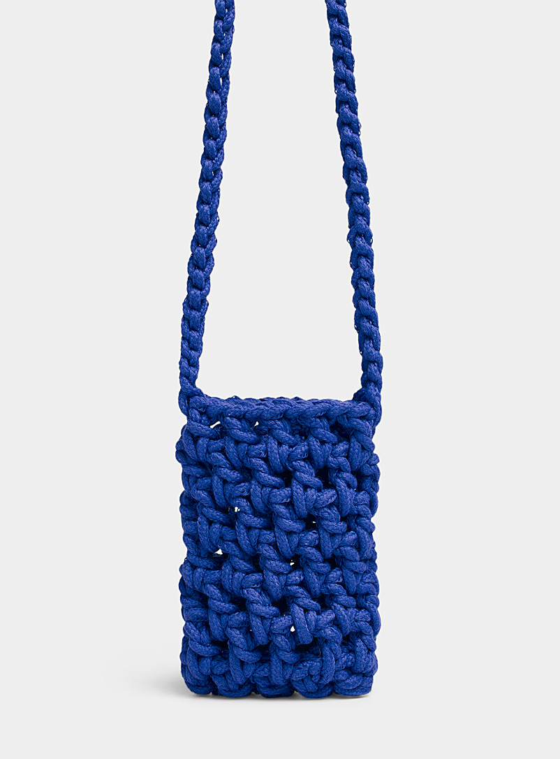 Simons Blue Crocheted phone clutch for women