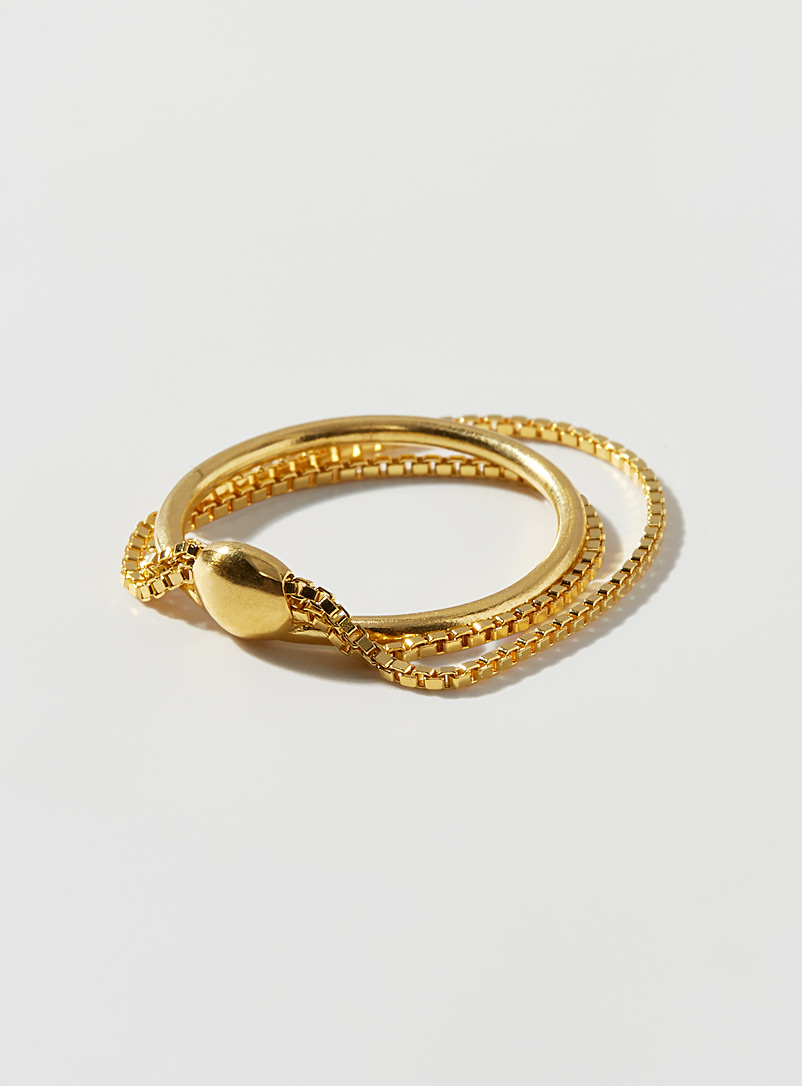 Maggoosh Assorted Golden double chain ring for women