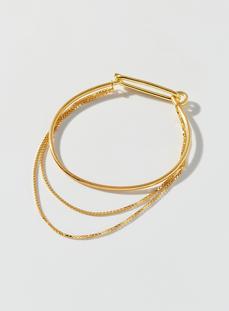 Maggoosh: Le bracelet rigide double chaîne or Assorti pour femme
