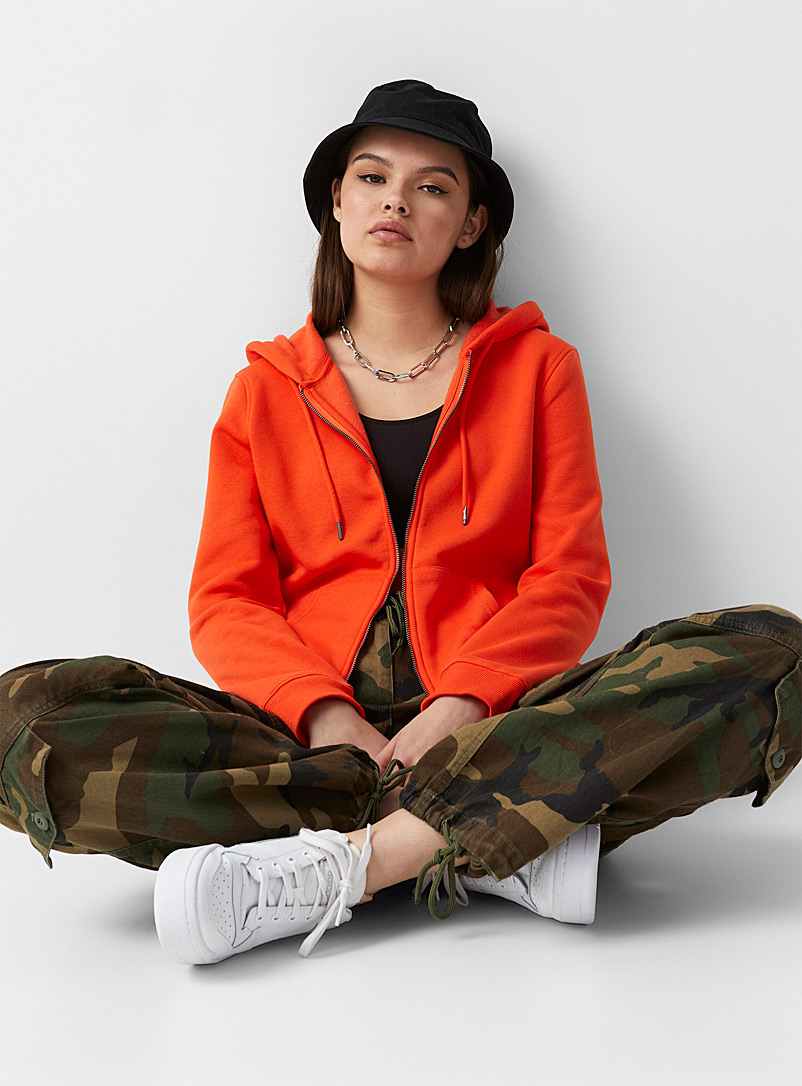 Twik Tangerine Recycled polyester zip hoodie for women
