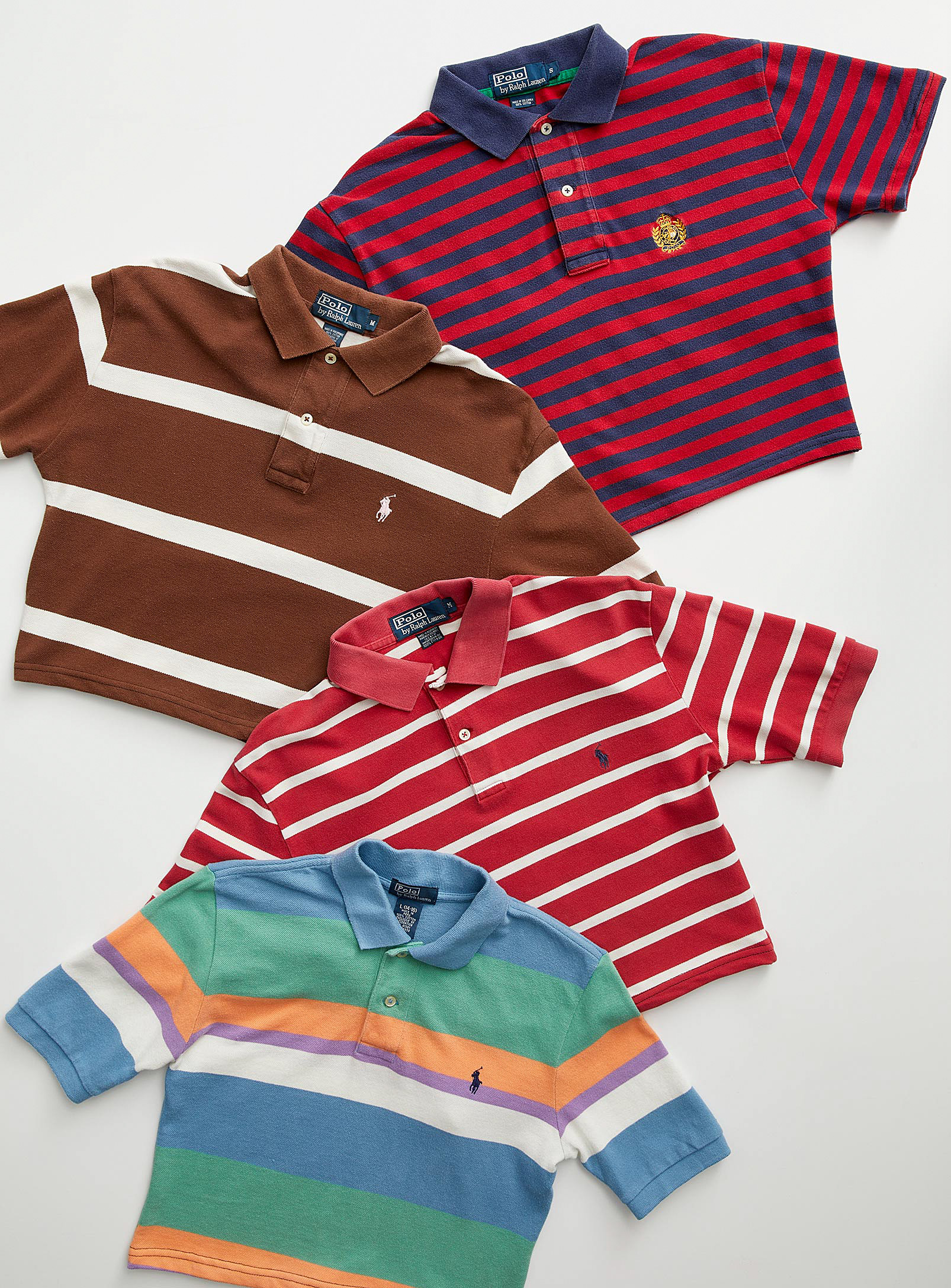 Twik Striped Cropped Polo Shirt Upcycled Collection In Assorted