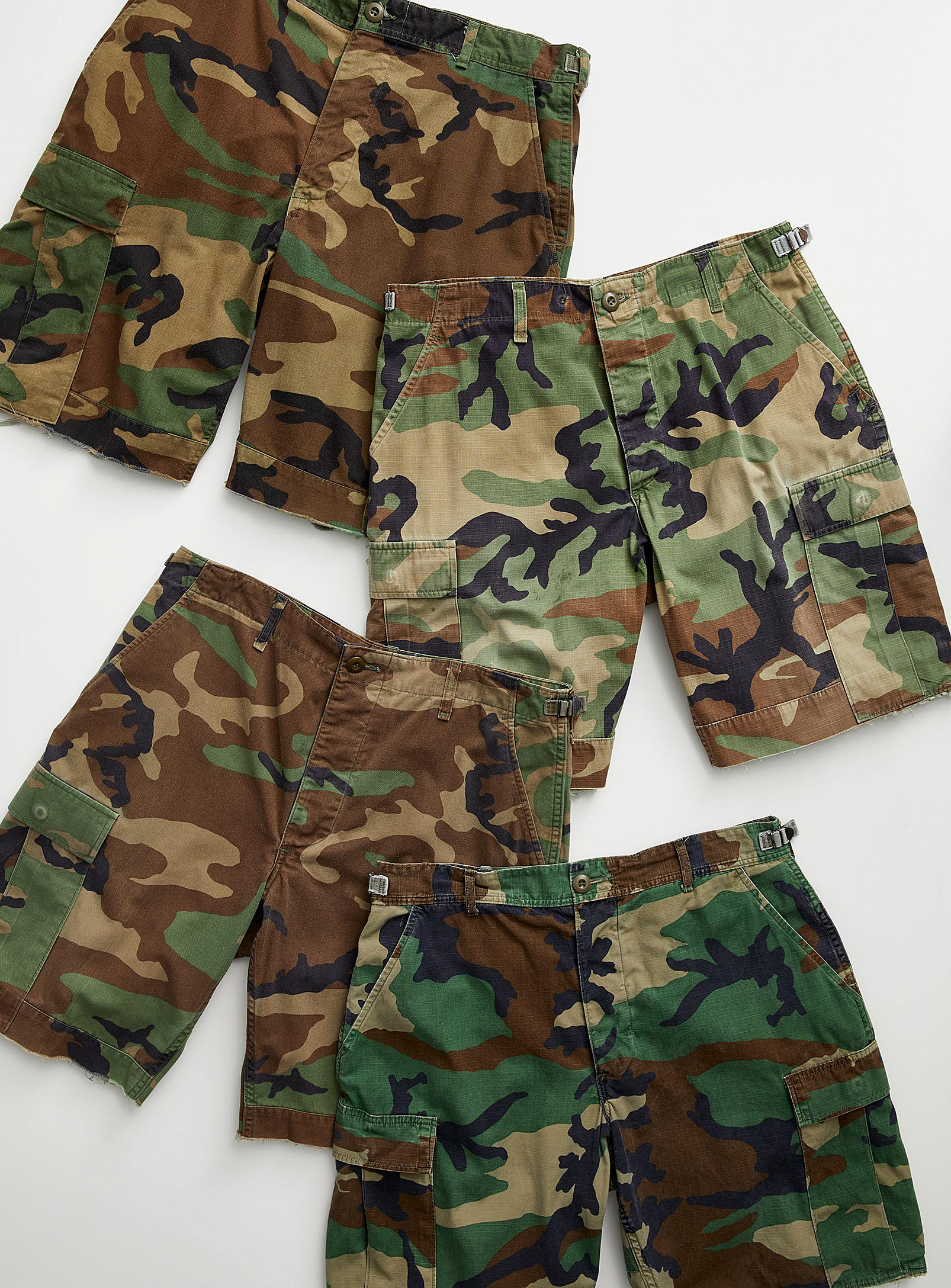 Twik Cargo Camouflage Bermuda Short Upcycled Collection In Patterned Green