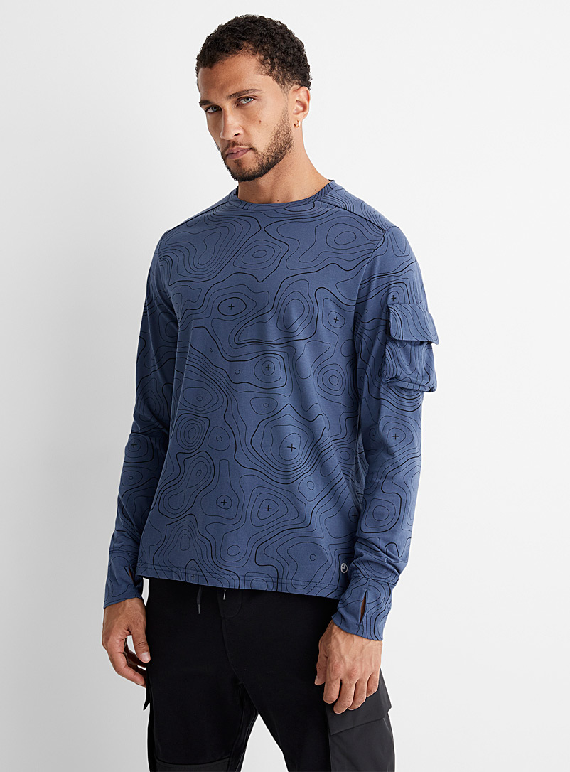9PM: Le t-shirt topographie vectorielle Bleu moyen-ardoise pour homme
