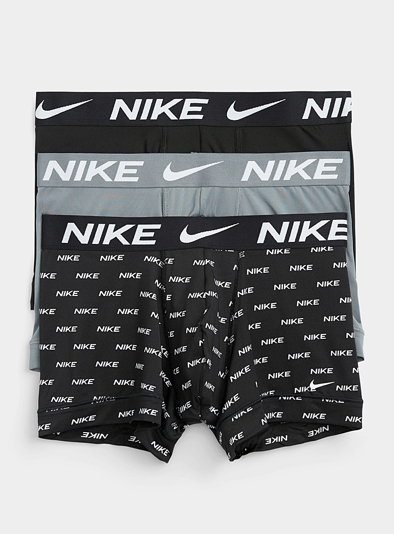 Nike Patterned Grey Dri-FIT Essential Micro trunks 3-pack for men