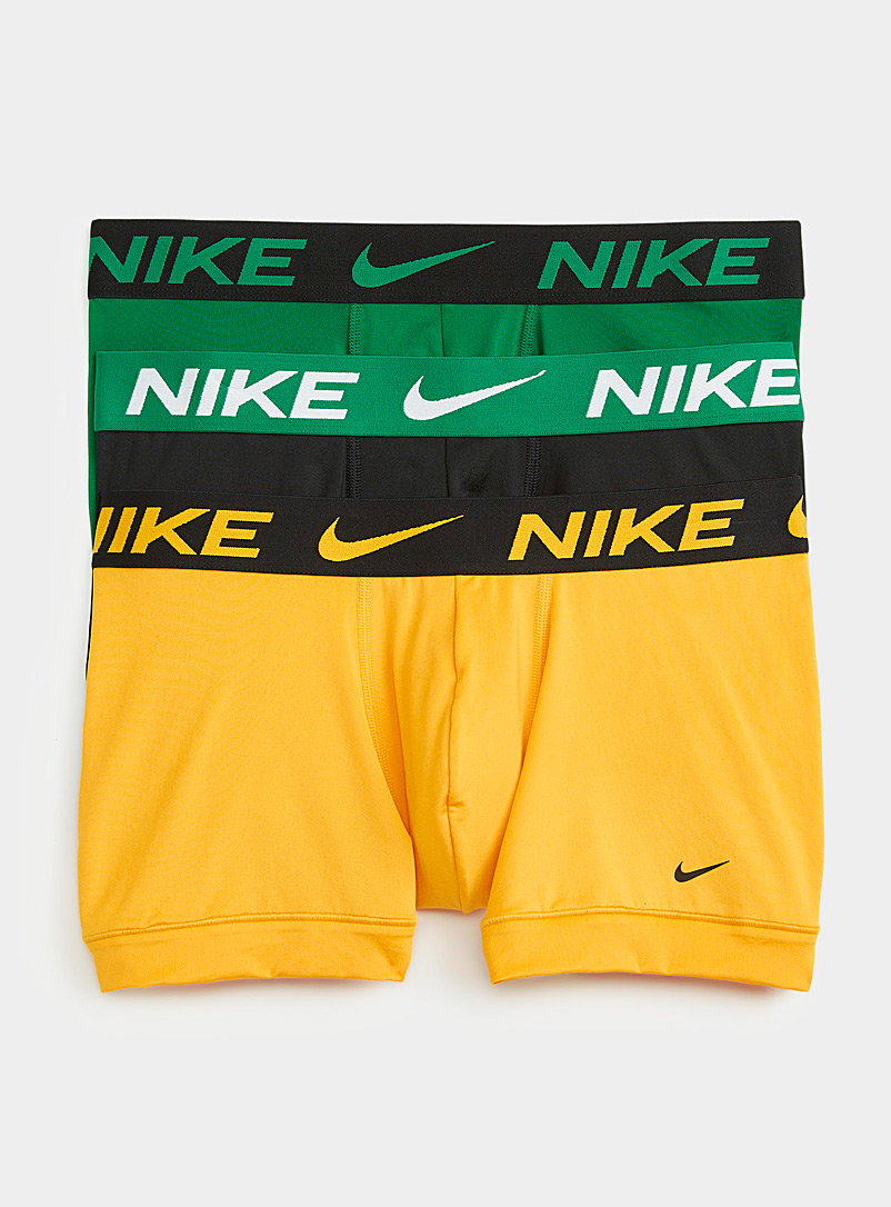 Nike: Les boxeurs longs Dri-FIT Essential Micro unis Emballage de 3 Vert à motifs pour homme