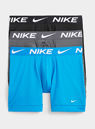Nike: Les boxeurs longs Dri-FIT Essential Micro multicouleurs Emballage de 3 Bleu à motifs pour homme