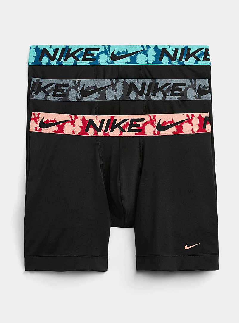 Nike Patterned Black Dri-FIT Essential Micro multicolour boxer briefs 3-pack for men