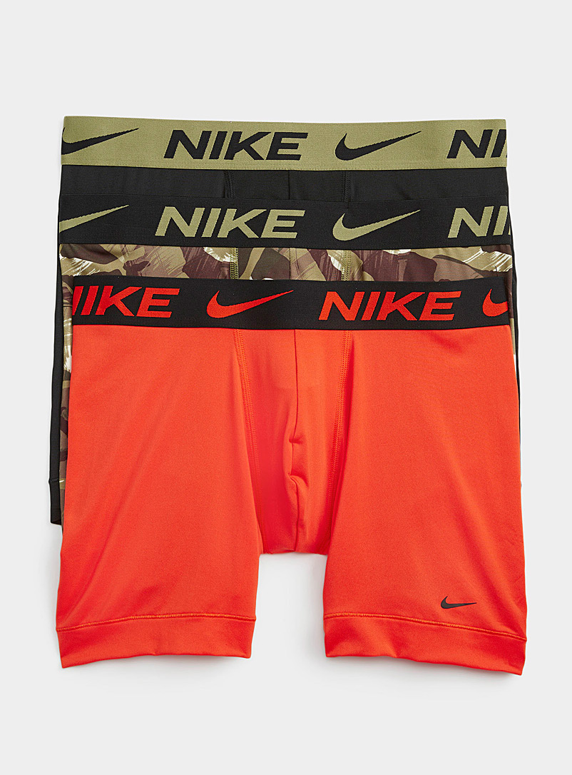 Nike Patterned Orange Dri-FIT Essential Micro hunter boxer briefs 3-pack for men